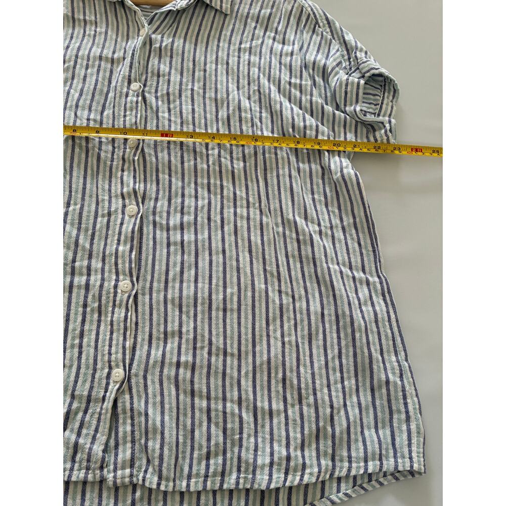 Marine Layer Striped Button Down Blouse Womens Large Nautical Casual Beach Linen - Picture 7 of 10